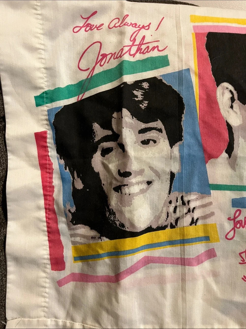 New Kids on the Block Vintage Pillow Case 1990’s- Pink, Teal, Yellow, Black